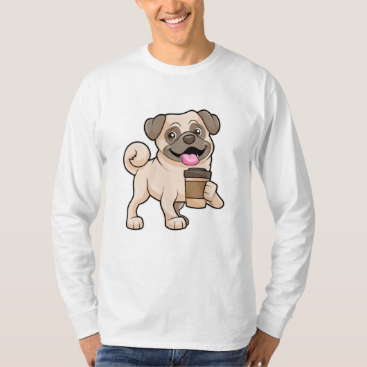 Mops mit Kaffee zum Mitnehmen T-Shirt (Vorderseite)