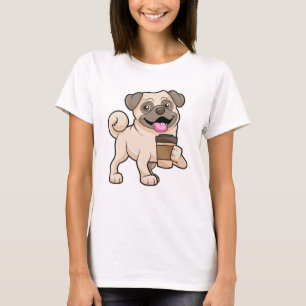 Mops mit Kaffee zum Mitnehmen T-Shirt