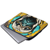 Mops mit Kopfhörer Laptopschutzhülle (Vorne Knopf)