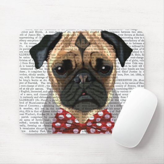 Mops mit Red Gepunktet Bow Krawatte Mousepad (Mit Mouse)