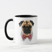 Mops mit Red Gepunktet Bow Krawatte Tasse (Links)
