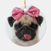 Mops mit rosa Bow Keramik Ornament (Hinten)