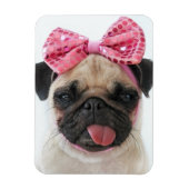Mops mit rosa Bow Magnet (Vertikal)