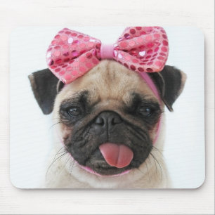 Mops mit rosa Bow Mousepad