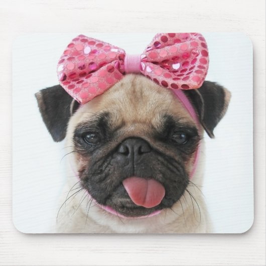 Mops mit rosa Bow Mousepad (Vorne)