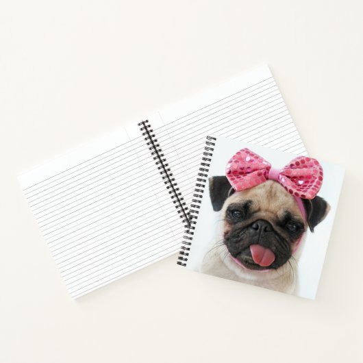 Mops mit rosa Bow Notizblock (Innenseite)