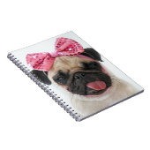 Mops mit rosa Bow Notizblock (Rechte Seite)