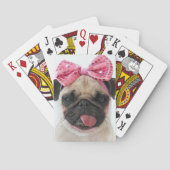 Mops mit rosa Bow Spielkarten (Rückseite)