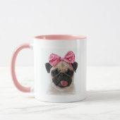 Mops mit rosa Bow Tasse (Links)