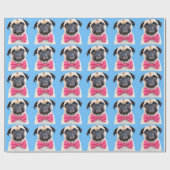 Mops mit rosa Fliege Geschenkpapier (Flach)