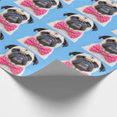 Mops mit rosa Fliege Geschenkpapier (Ecke)