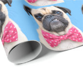 Mops mit rosa Fliege Geschenkpapier (Rolleneckpunkt)