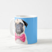 Mops mit rosa Fliege Kaffeetasse (Vorderseite Links)