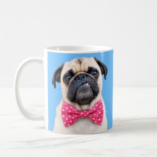 Mops mit rosa Fliege Kaffeetasse (Links)
