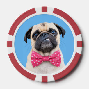 Mops mit rosa Fliege Pokerchips