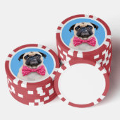 Mops mit rosa Fliege Pokerchips (Stapel)