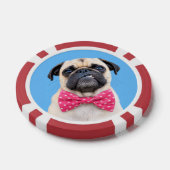Mops mit rosa Fliege Pokerchips (Einzeln)