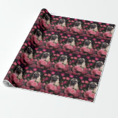 Mops mit rosa Rosen Blume Blumenmotive Geschenkpapier (Ungerollt)