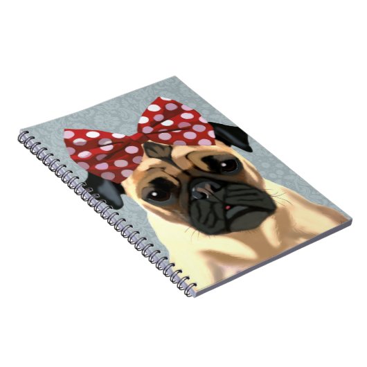 Mops mit rotem Spott auf Kopf 2 Notizblock (Rechte Seite)
