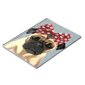 Mops mit rotem Spott auf Kopf 2 Notizblock (Linke Seite)