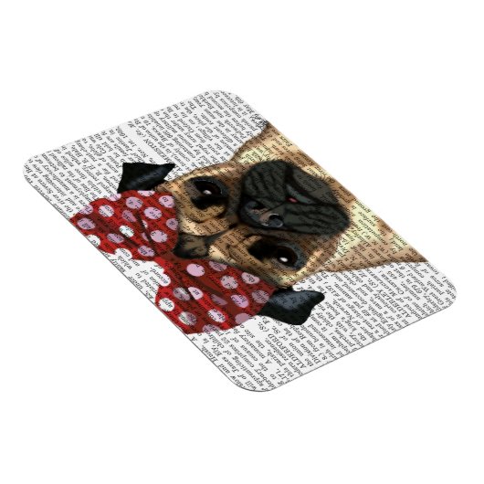 Mops mit rotem Spott auf Kopf Magnet (Rechte Seite)