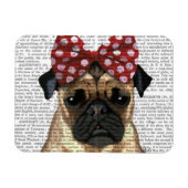 Mops mit rotem Spott auf Kopf Magnet (Horizontal)