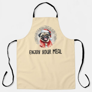Mops mit Santa-Claus-Kostüm - Weihnachten 1 Schürze