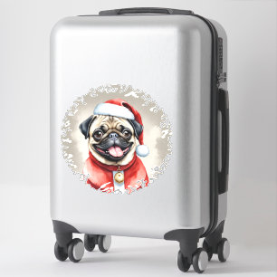 Mops mit Santa Claus Outfit - Weihnachten 1 Aufkleber