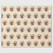 Mops mit Santa Claus Outfit - Weihnachten 1 Geschenkpapier (Flach)