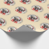 Mops mit Santa Claus Outfit - Weihnachten 1 Geschenkpapier (Ecke)