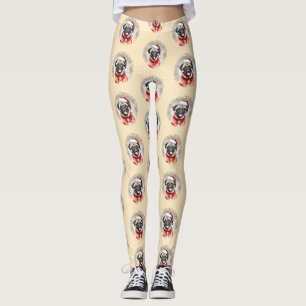 Mops mit Santa Claus Outfit - Weihnachten 1 Leggings