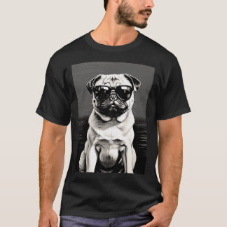 Mops mit Sonnenbrille (Schwarz-Weiß) T-Shirt