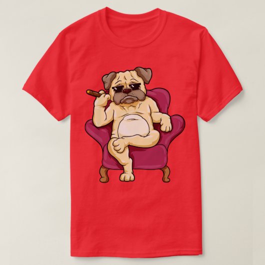 Mops mit Sonnenbrille und Zigarre T-Shirt (Design vorne)