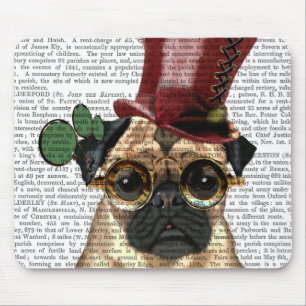 Mops mit Steampunk Art-Spitzenhut Mousepad