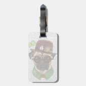 Mops mit Steampunk Bowler Hat Gepäckanhänger (Rückseite vertikal)