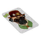 Mops mit Steampunk Bowler Hat Magnet (Rechte Seite)