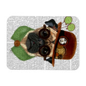 Mops mit Steampunk Bowler Hat Magnet (Horizontal)