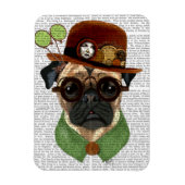 Mops mit Steampunk Bowler Hat Magnet (Vertikal)