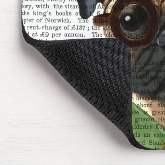 Mops mit Steampunk Bowler Hat Mousepad (Ecke)