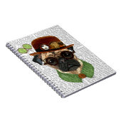 Mops mit Steampunk Bowler Hat Notizblock (Rechte Seite)