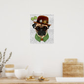 Mops mit Steampunk Bowler Hat Poster (Küche)