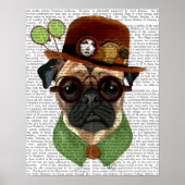 Mops mit Steampunk Bowler Hat Poster (Vorne)