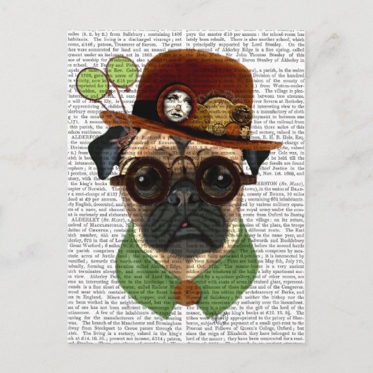 Mops mit Steampunk Bowler Hat Postkarte (Vorderseite)