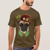 Mops mit Steampunk Bowler Hat T-Shirt (Vorderseite)