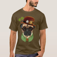 Mops mit Steampunk Bowler Hat