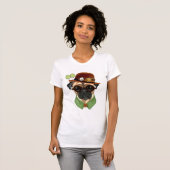 Mops mit Steampunk Bowler Hat T-Shirt (Vorne ganz)