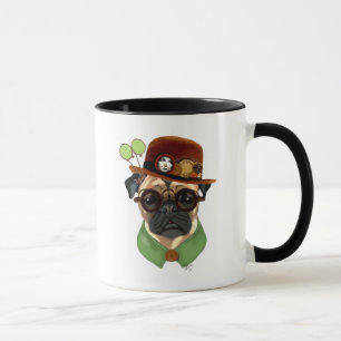 Mops mit Steampunk Bowler Hat Tasse