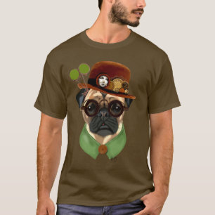 Mops mit Steampunk Melone T-Shirt