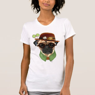 Mops mit Steampunk Melone T-Shirt