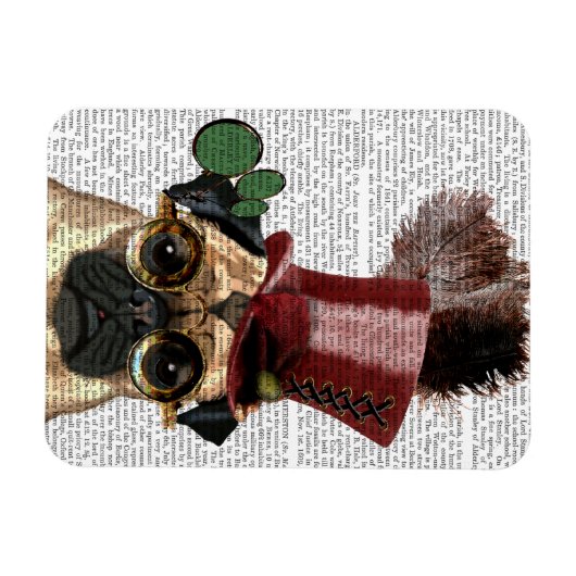 Mops mit Steampunk-Stilspitze Magnet (Horizontal)